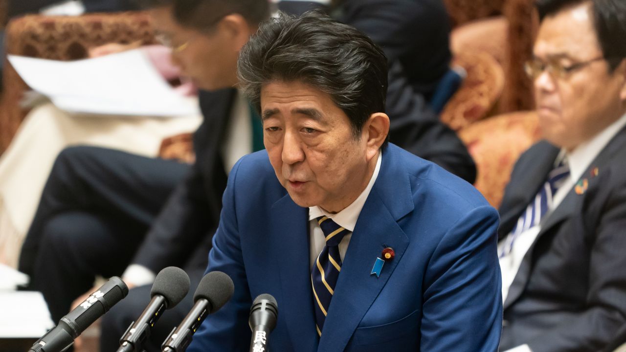 Shinzo Abe, February 17, 2020 : Japanese Prime Minister Shinzo Abe answers to a question during Lower House budget committee session at the National Diet in Tokyo, Japan. (Photo by Motoo Naka/AFLO)