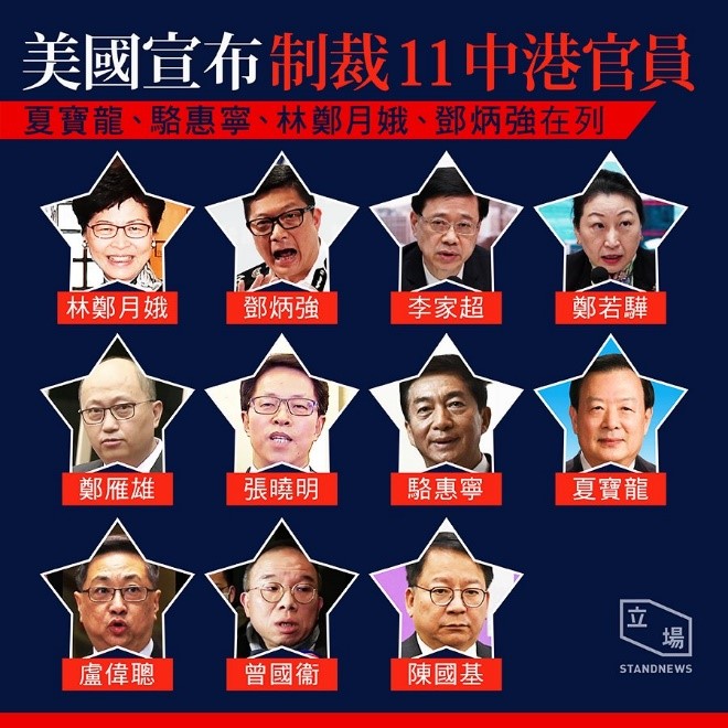 The 11 HK & PRC Officials under US financial sanction