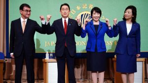 2021　自民党総裁選　公開討論会（日本記者クラブ）（写真:代表撮影/ロイター/アフロ）